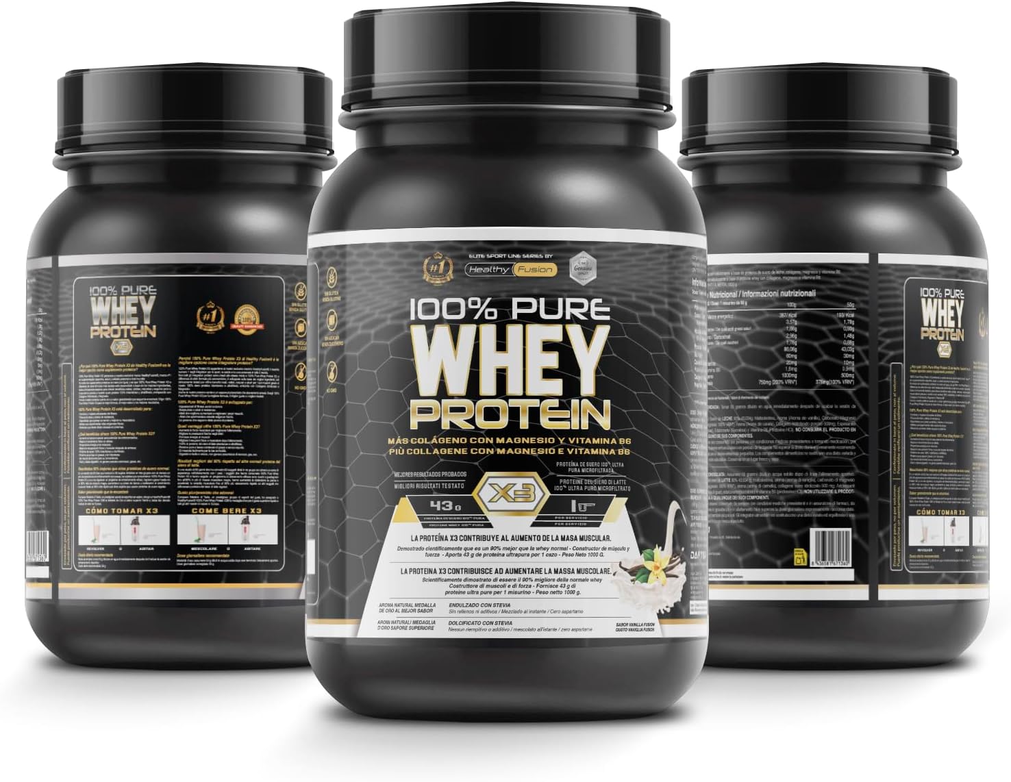 Whey Protein | Proteina Whey Pura Con Collagene E Magnesio | Migliora I Tuoi Allenamenti | Protegge E Aumenta La Massa Muscolare | 1000G Di Proteina (Vaniglia)