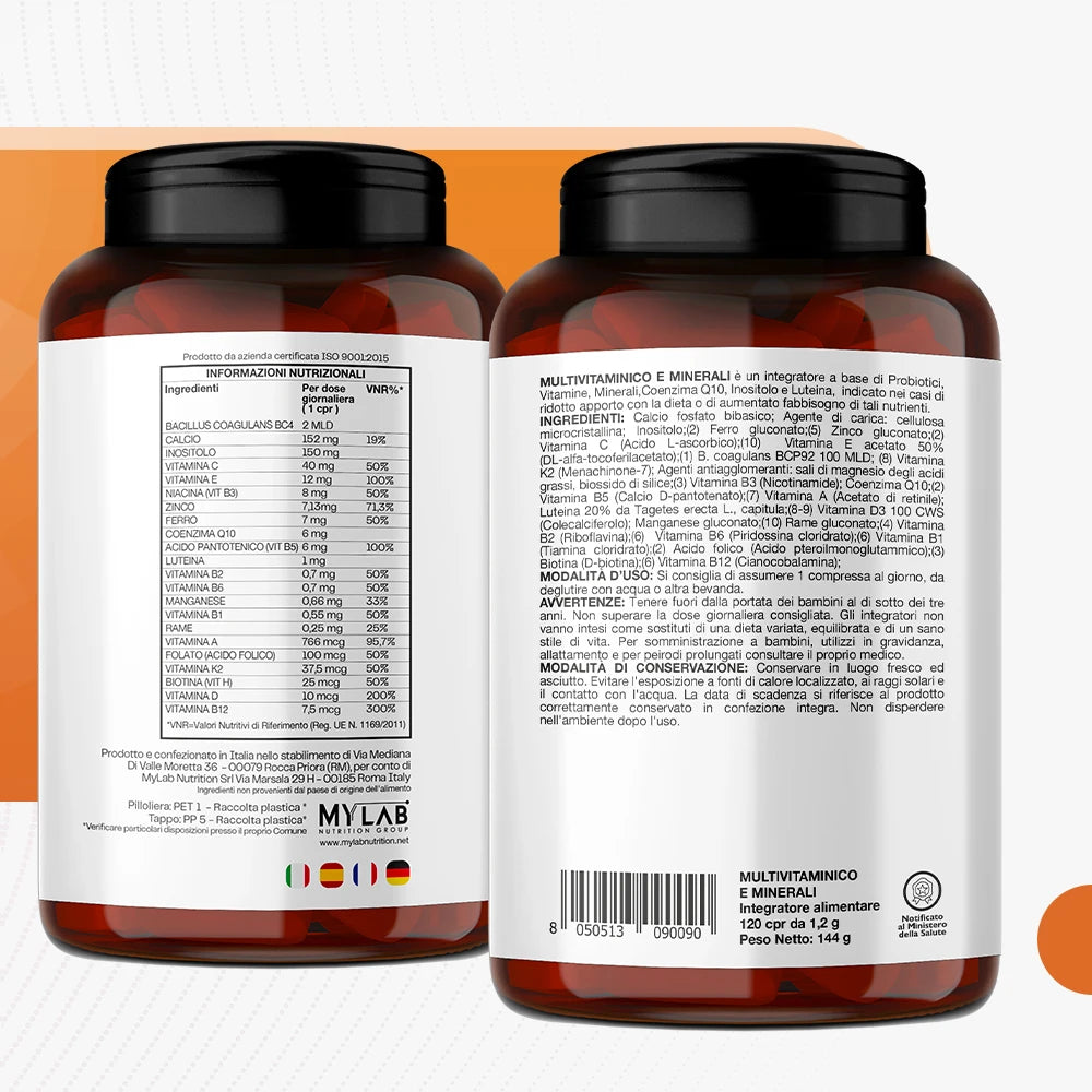 Multivitamin Multimineral with Probiotics, Vitamin B12, Folic Acid and Coenzyme Q10 | 360 ° Defender Complete Multivitamin Supplement with 14 Vitamins and 5 Mineral Salts
