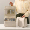 Bolsa de maquillaje de viaje de alta calidad, organizador de artículos de tocador impermeable, Neceser para mujer, bolsa de lavado con gancho para baño, bolsa de almacenamiento de maquillaje con gancho